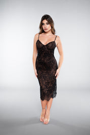 BLACK LACE MID DRESS