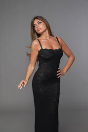 PRE - ORDINE SANTORINI LACE BLACK DRESS